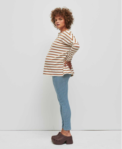 Camel Striped Cotton Pregnancy Top