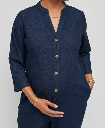 Alba Raw Denim Maternity Jumpsuit l Comfortable and Stylish Overalls