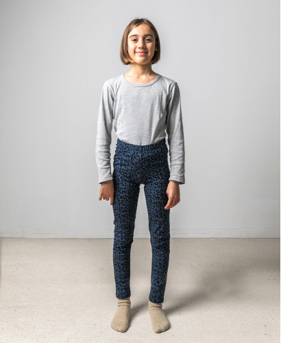 Blaues Leoparden-Leggings-Duo für Mutter/Kind