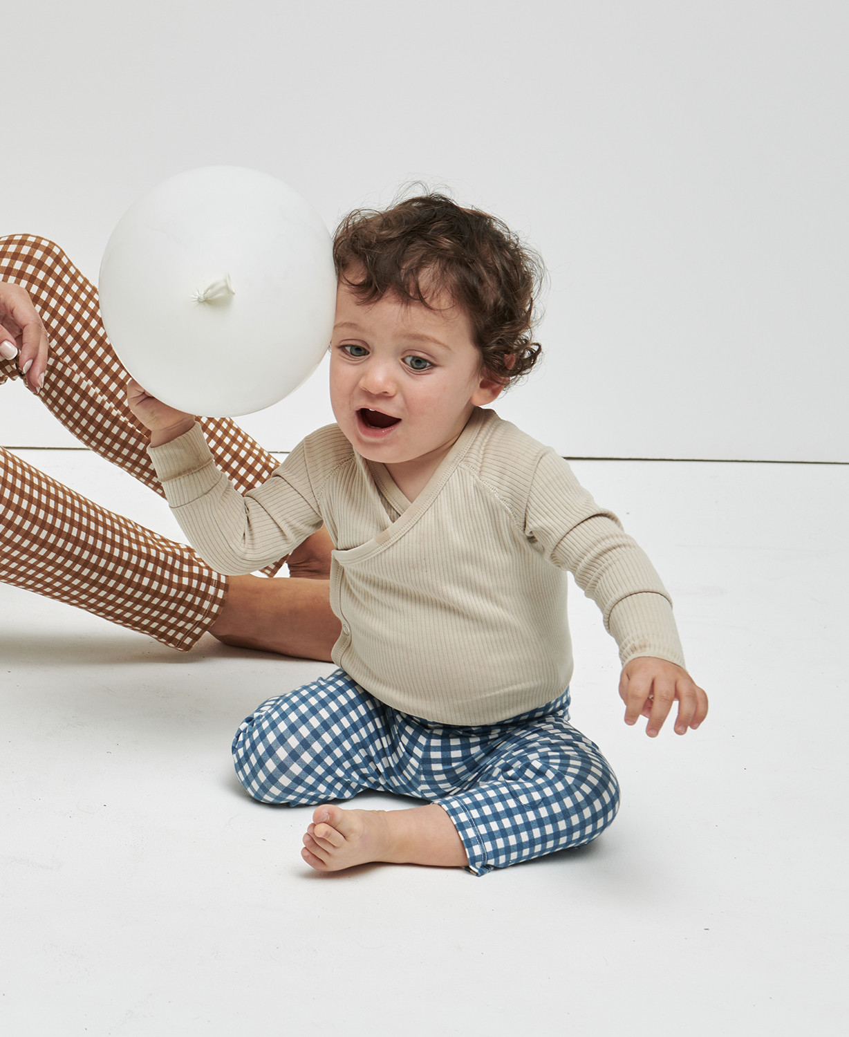 Leggings Kinder Blau Karomuster Bio-Baumwolle