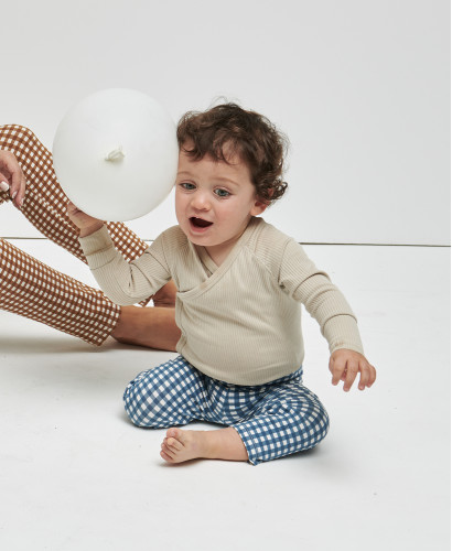 Organic Cotton Blue Gingham Kids Leggings