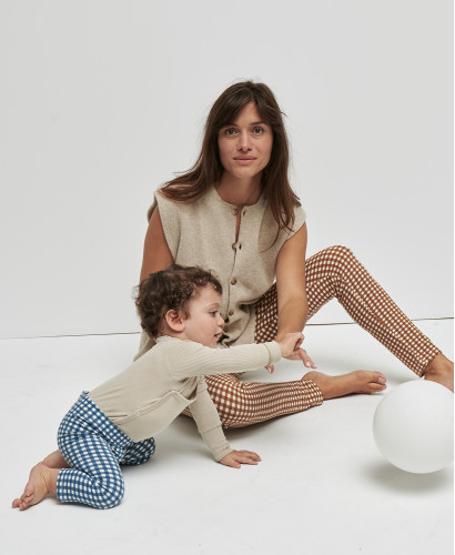 Organic Cotton Blue Gingham Kids Leggings