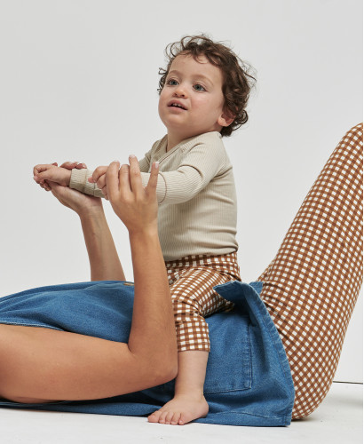 Organic Cotton Camel Gingham Kids Leggings