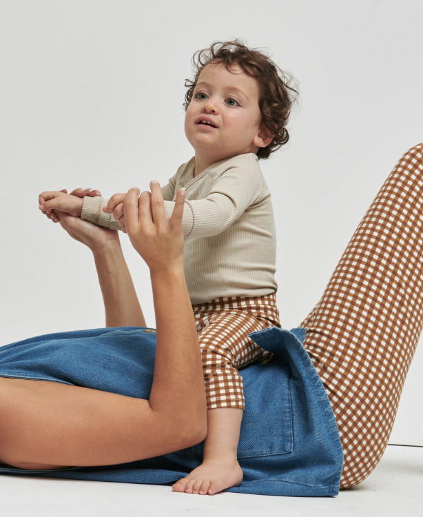 Leggings Kinder Kamel-Karomuster Bio-Baumwolle