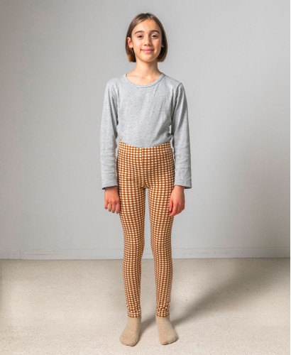 Kinder-Leggings Vichy Camel Bio-Baumwolle l Stylische Kinder-Leggings