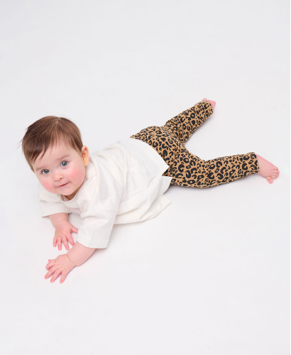 Legging Enfant Léopard Bleu Coton Bio l Leggings Cool & Stylés Enfants -  Léopard Camel 