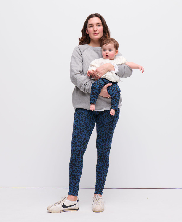 Blaues Leoparden-Leggings-Duo für Mutter/Kind