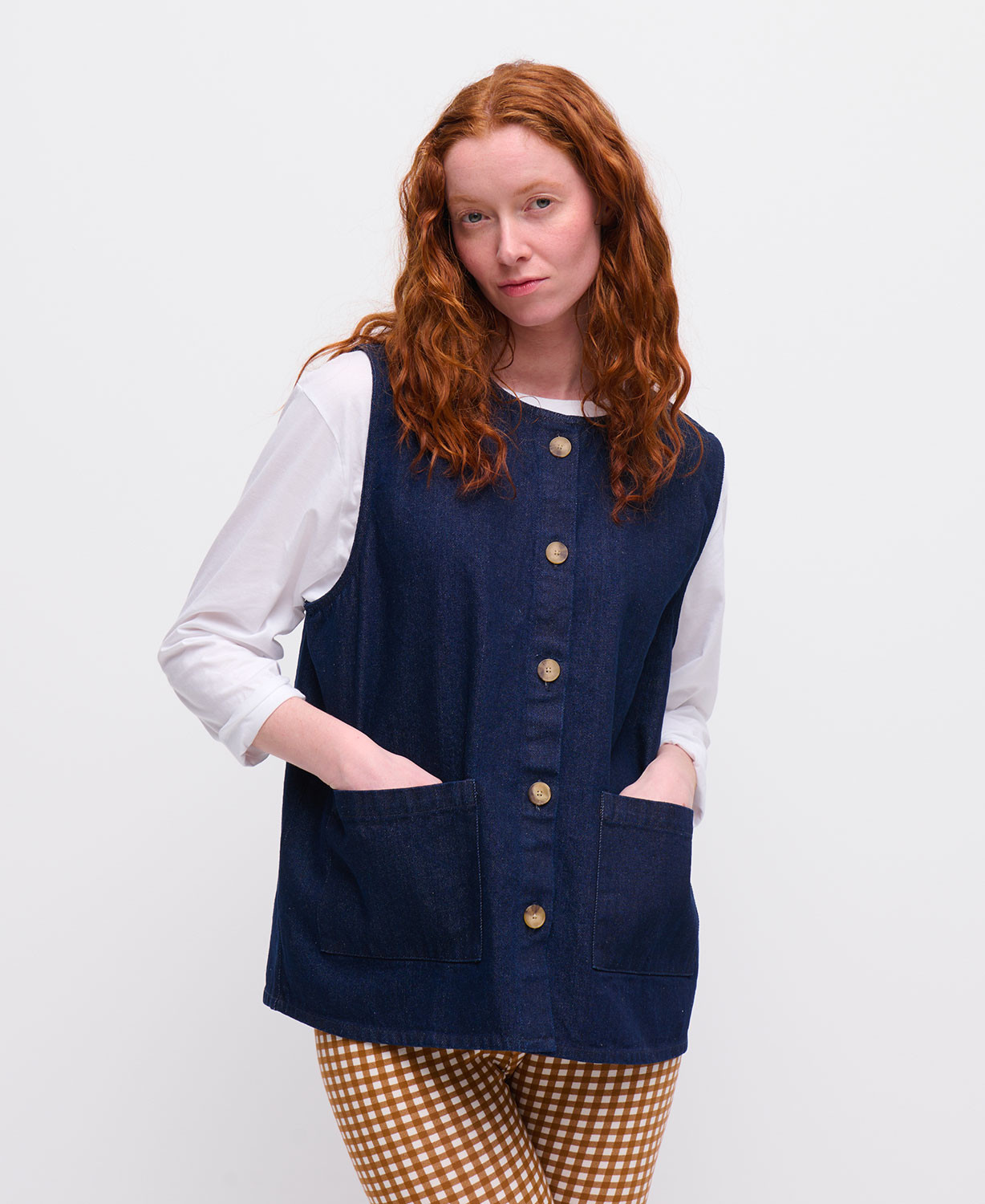 Raw Denim Blue Maya Sleeveless Jacket
