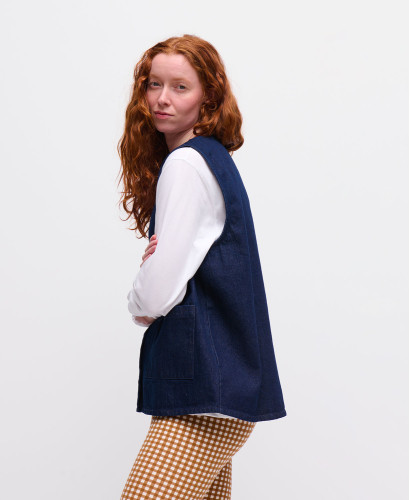 Raw Denim Blue Maya Sleeveless Jacket
