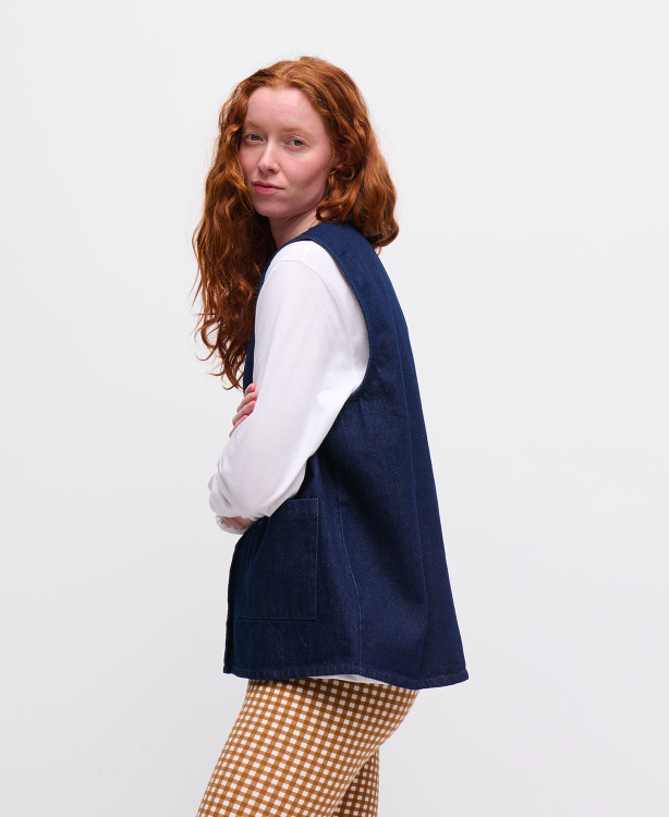 Veste Sans Manche Denim Bleu Brut Maya