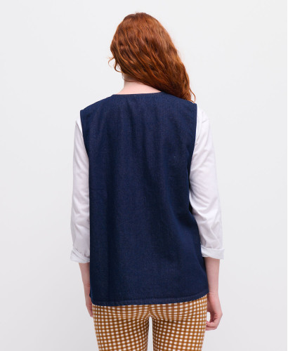 Raw Denim Blue Maya Sleeveless Jacket