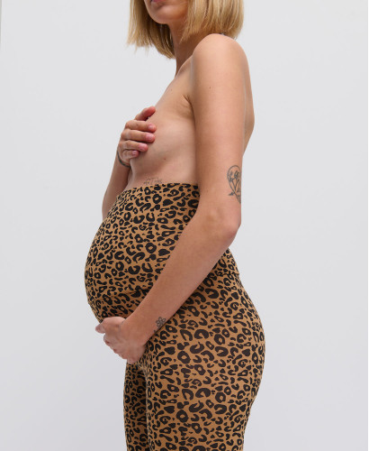 Camel Organic Cotton Leopard Pregnancy Leggings