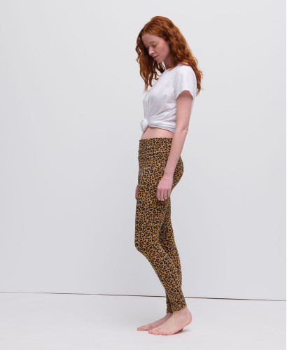 Camel Organic Cotton Leopard Pregnancy Leggings