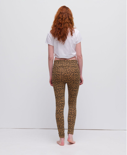 Camel Organic Cotton Leopard Pregnancy Leggings