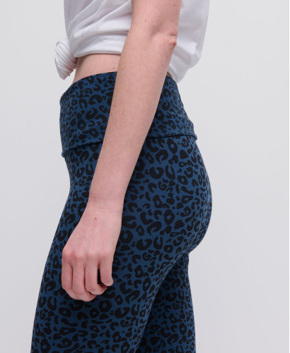 Blue Organic Cotton Leopard Pregnancy Leggings