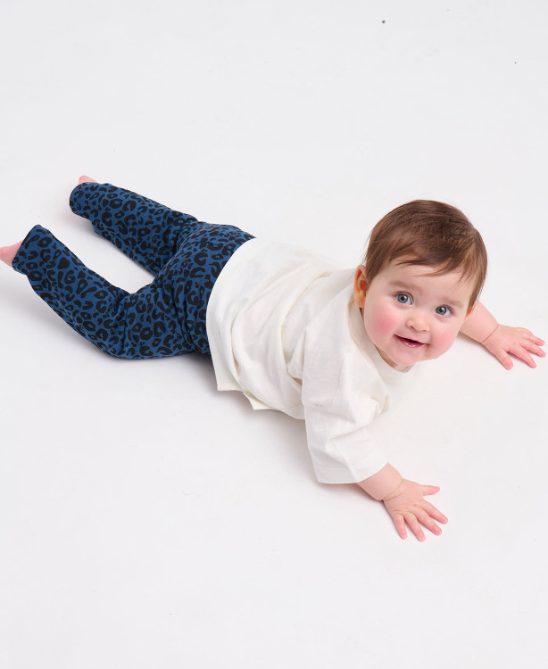 Organic Cotton Blue Leopard Kids Leggings