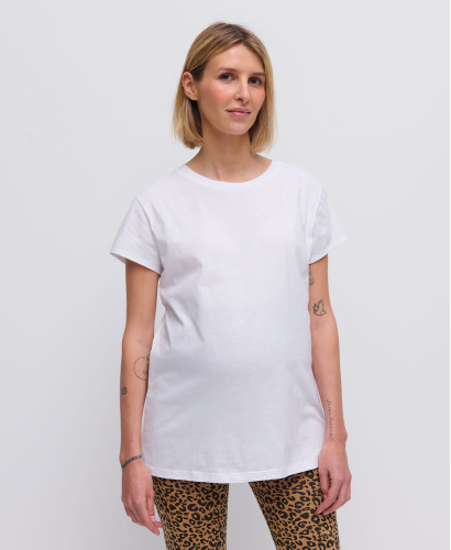 White Organic Cotton Short Sleeves Pregnancy T-shirt