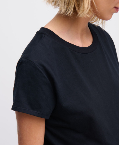 Black Organic Cotton Short Sleeves Pregnancy T-shirt