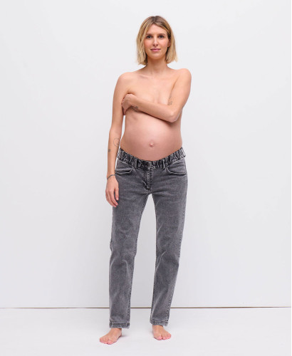 Gray Straight Pregnancy Jeans