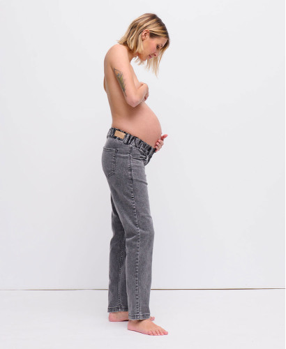 Gray Straight Pregnancy Jeans