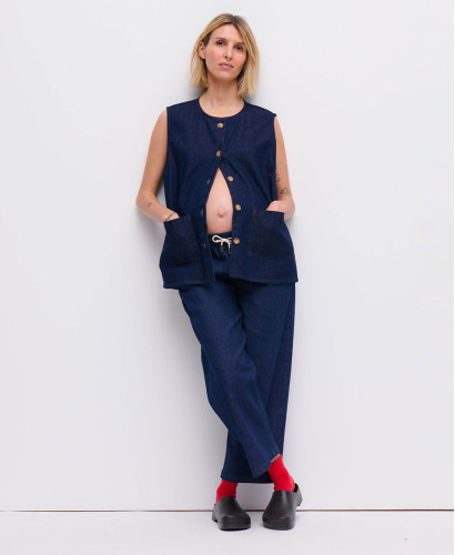 Denim Raw Blue Maya Sleeveless Jacket