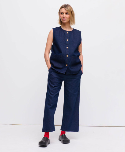 Denim Raw Blue Maya Sleeveless Jacket