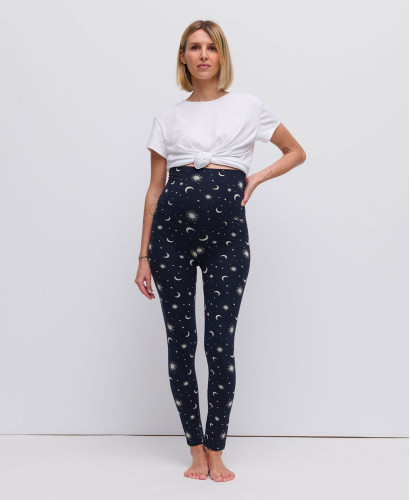 Blue Organic Cotton Bandana Maternity Leggings l Pregnant Comfy Bottom -  Astro 