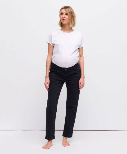 Jean Grossesse Droit Brut Sans Bandeau | Jeans Maternité Evolutifs -  Noir 