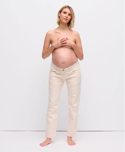 Ecru Straight Pregnancy Jeans