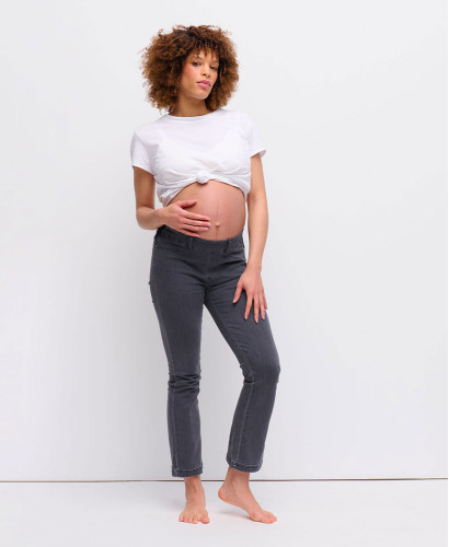 Schwangerschaftjeans Slim Flare Grau