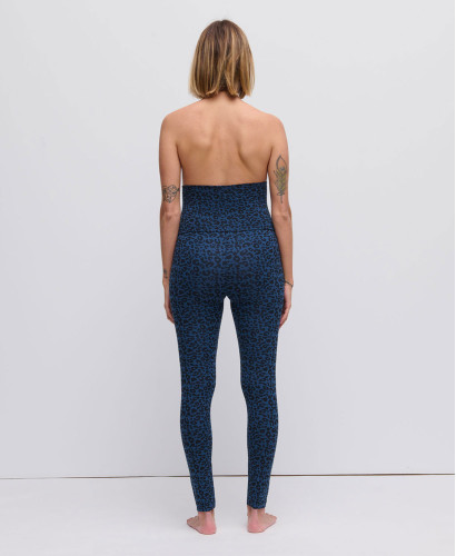 Blue Organic Cotton Leopard Pregnancy Leggings