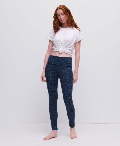 Schwangerschaftsleggings Leopard Bio-Baumwolle blau
