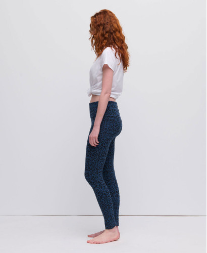 Schwangerschaftsleggings Leopard Bio-Baumwolle blau