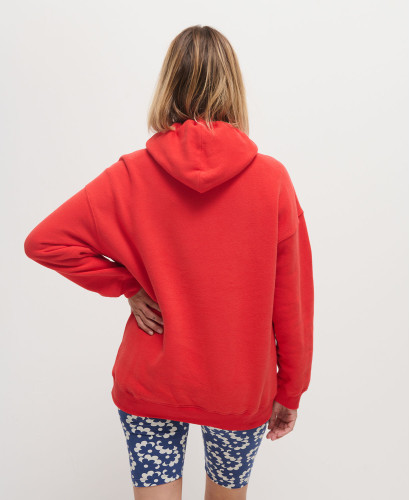 Schwangere Hoodie Baumwolle Rot l Stylische Mutterschaft Pullover
