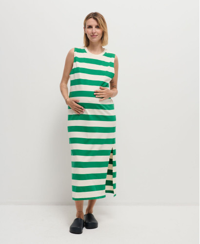 Robe Maternité Coton Noir Vintage Charlie l Robes Grossesse Élégantes -  Vert/Ecru 