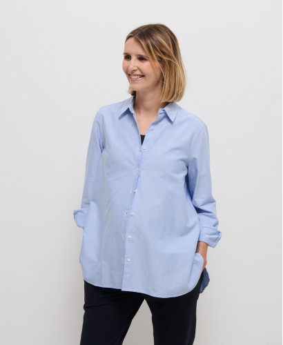 Justine Blue Cotton Pregnancy Shirt