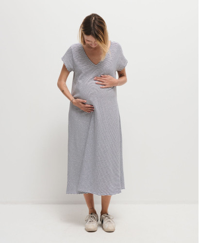 Robe Grossesse Marinière Coton Michèle