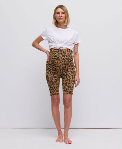 Biker Short Grossesse Vichy Bleu Coton Bio l Cyclistes Femme Enceinte -  Léopard Camel 