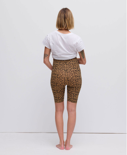 Organic Cotton Leopard Camel Pregnancy Biker Shorts