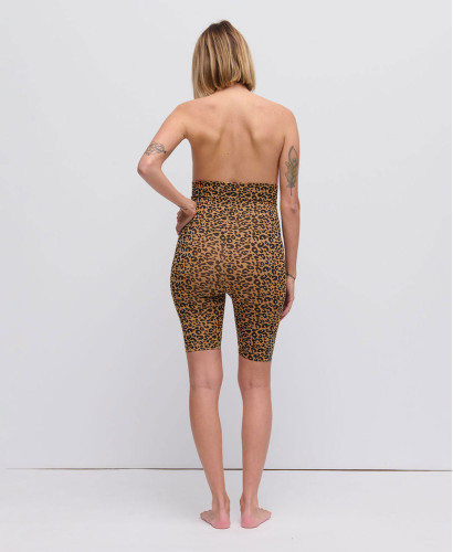 Schwangerschaft-Biker Shorts mit Leopardenmuster Camel aus Bio-Baumwolle