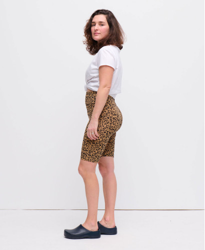 Organic Cotton Leopard Camel Pregnancy Biker Shorts