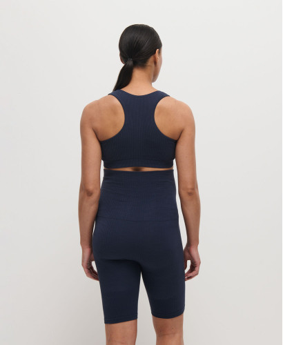 Organic Cotton Rib Seamless Pregnancy Biker Shorts Blue