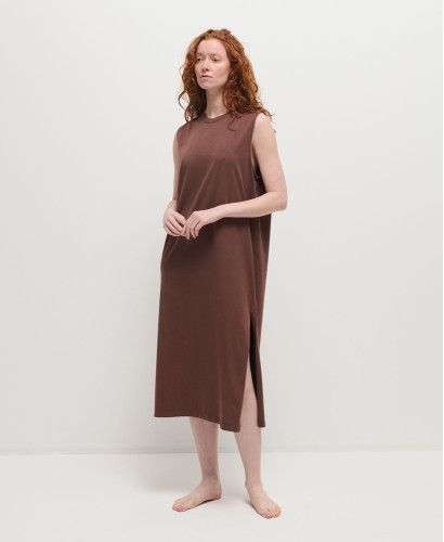 Charlie Vintage Browm Cotton Pregnancy Dress