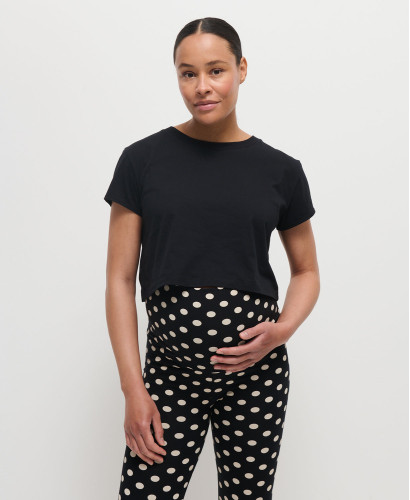 Black Organic Cotton Crop Pregnancy Top