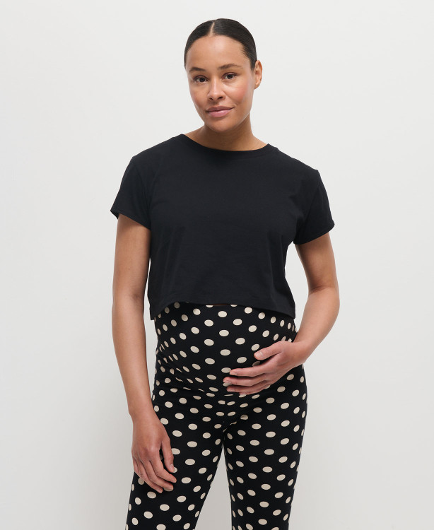 Black Organic Cotton Crop Pregnancy Top