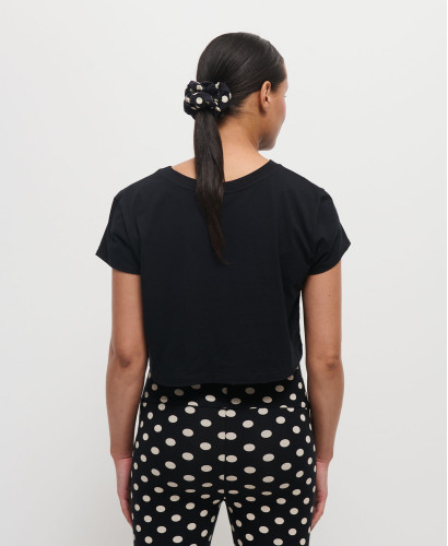 Black Organic Cotton Crop Pregnancy Top