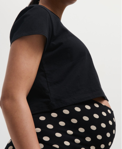 Black Organic Cotton Crop Pregnancy Top