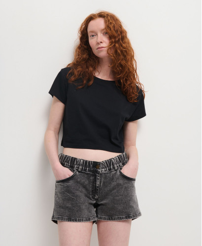 Schwarzes Crop-Top Bio-Baumwolle