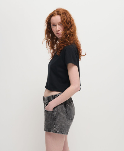 Black Organic Cotton Crop Pregnancy Top