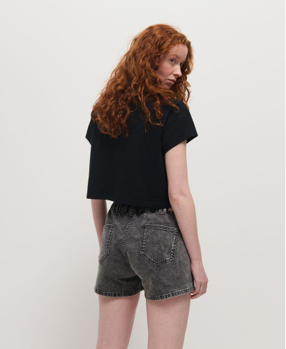 Black Organic Cotton Crop Pregnancy Top